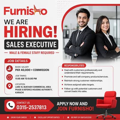 Sales Executive | Male & Female Staff Required | Jobs in Karachi