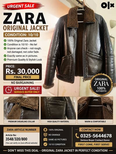 URGENT SALE – ORIGINAL ZARA JACKET 