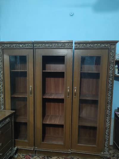 Wooden Showcases & Wooden Dressing Table with Mirror