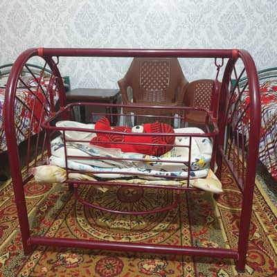 Iron Baby Cradle Jhoola with Mattress - Like New