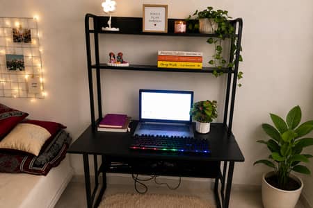 Modern computer desktop Table with Book  Shelves