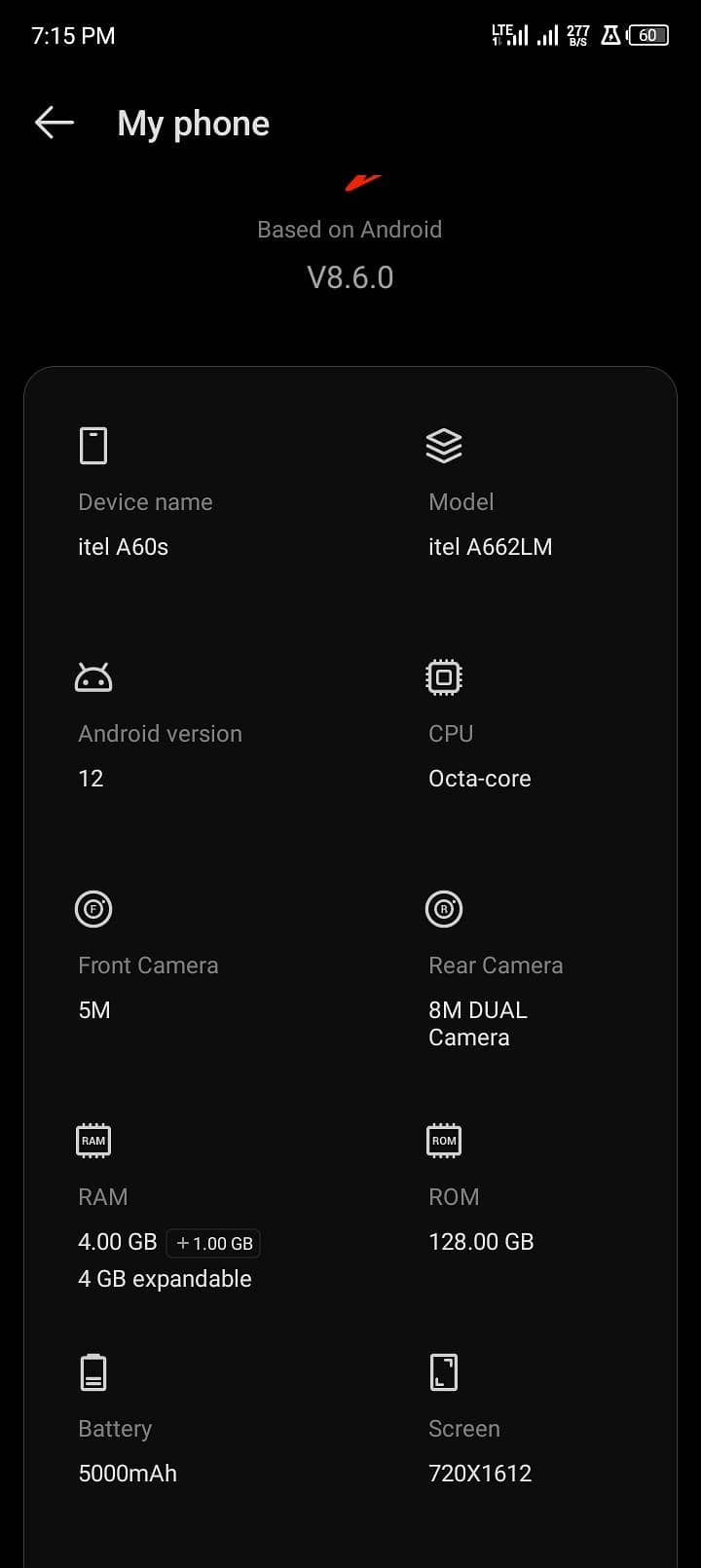 Itel A60s 2