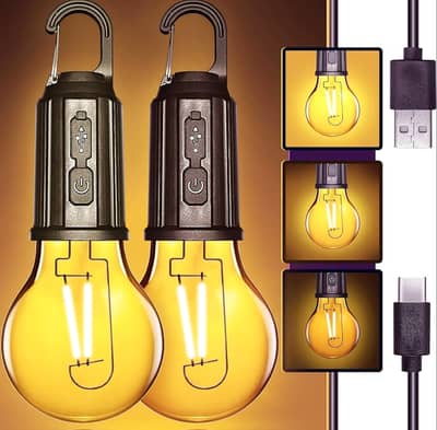 T01 Rechargeable Camping Bulb - Vintage LED Emergency Lamp with Hook