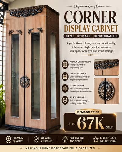 Wooden Corner Display Cabinet for Sale – Perfect for Living Room