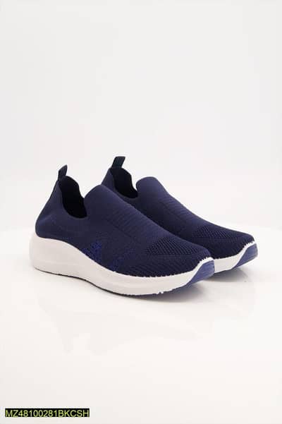 Men's Navy Blue Slip-On Breathable Knit Shoes