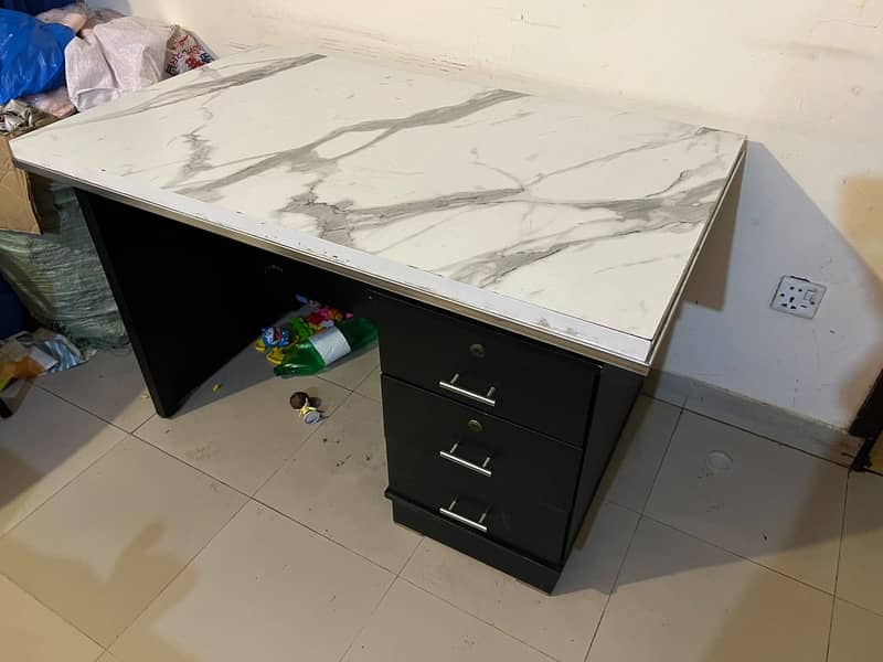 White crown marble top study table 1