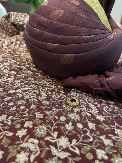 Royal Maroon Heavily Embroidered Designer Sherwani Complete Set