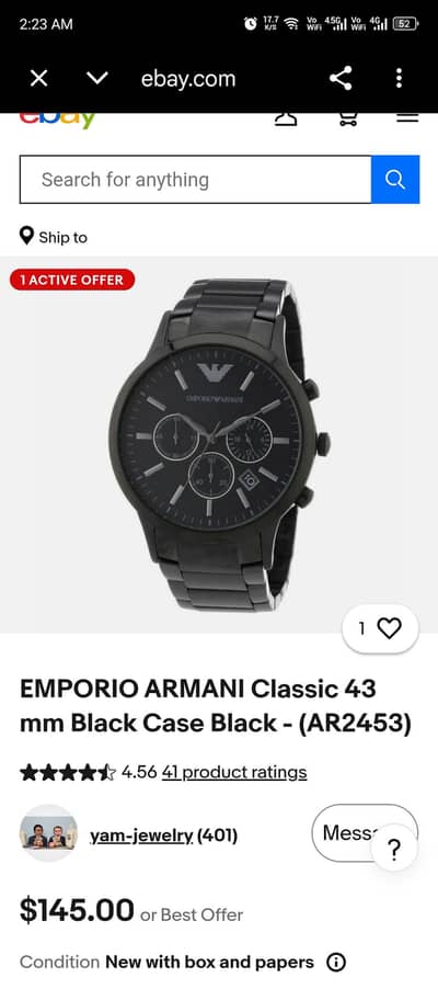 14 August offer Armani Exchange original watch