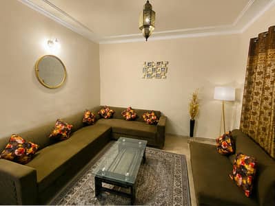 L-Shaped Sofa Set with Glass Center Table – Excellent Condition