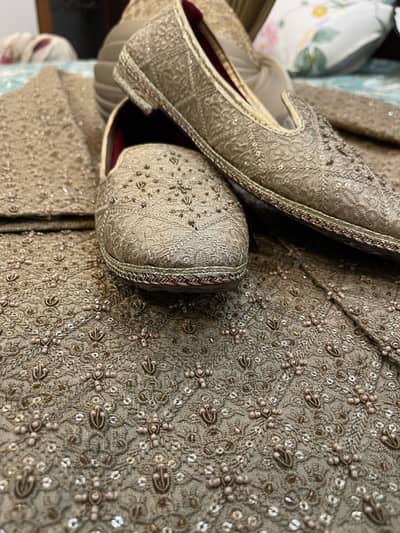 Royal Gold Heavily Embellished Designer Sherwani Complete Outfit