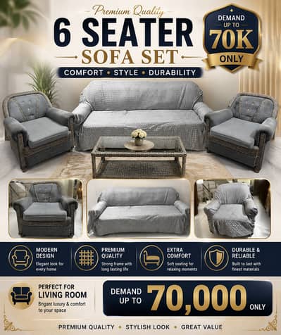 6-Seater Sofa Set in Excellent Condition