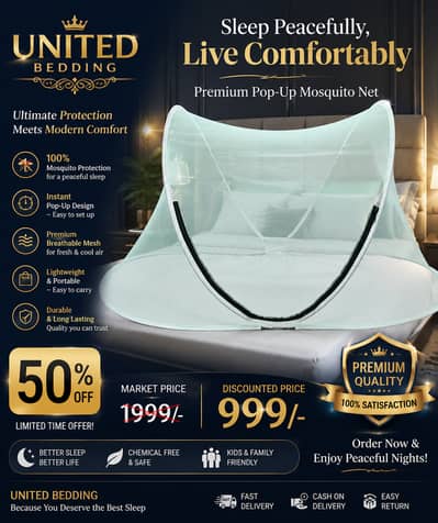 Premium Mosquito Net | Pop Up Mosquito Net | Bed Net | Foldable Mosqui