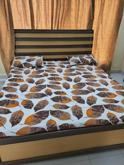 King size bed with mattress and two side tables