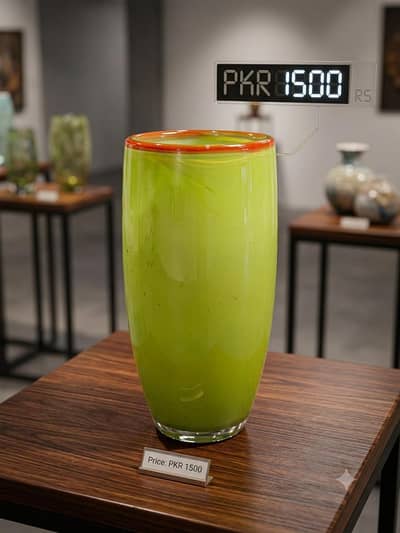 Premium Green Glass Vase / Decorative Flower Vase