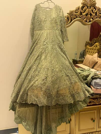 mint green long sleeve long tail walima maxi uk imported indian stuff