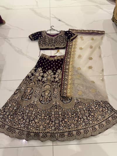 indian velvet purple lengha choli embroidery mirror work uk imported