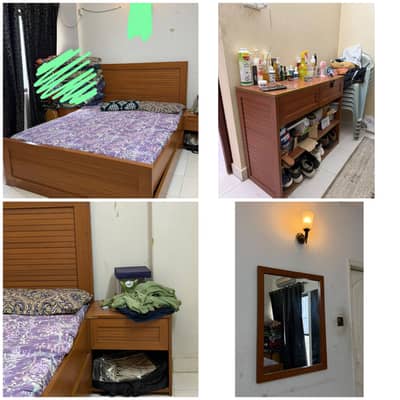 Full bed set and dressing, mirror and 2 corners