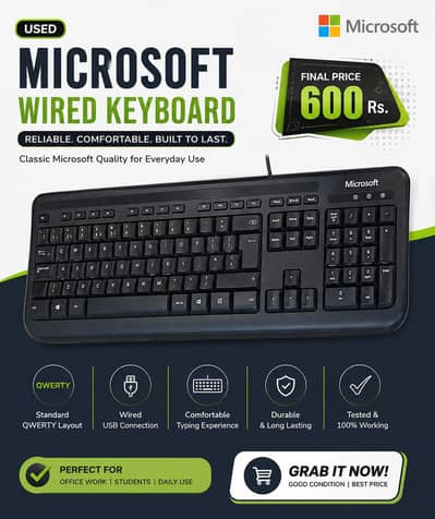 Original Microsoft Wired USB Keyboard - QWERTY
