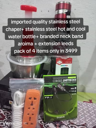 stainless steel chaper stainlessl water bottle+aroima neckband+leeds