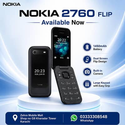 Nokia 2760 Flip Premium Quality Keypad Feature Phone (No Social Apps)