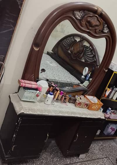 Double bed king size+bed side drow+dressing table