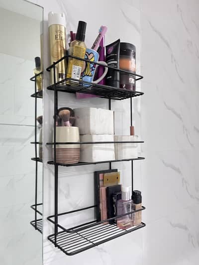Black bathroom storage rack