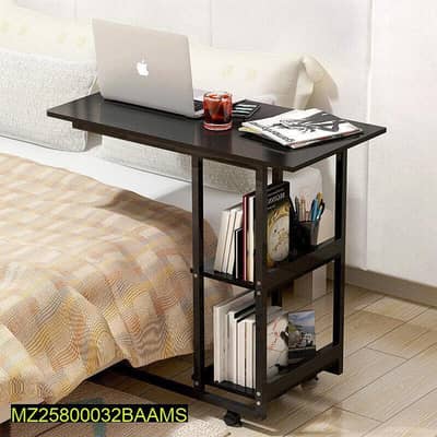 Black laptop table with 2 shelves for home use