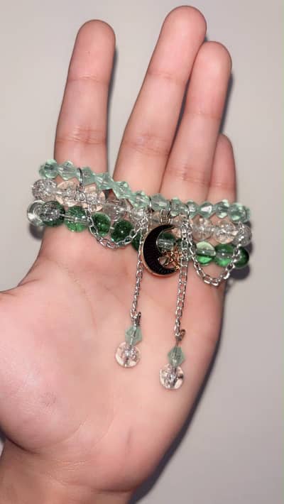 14 August Special Pretty Green Crescent Moon bracelet
