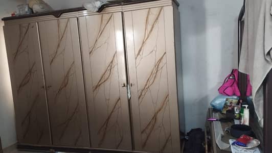 solid wood complete bedroom set king size bed 4door wardrobe, dressing