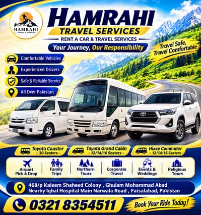 Best Rent A Car Service/Cars, Hiace & Coaster Available/All Pakistan T