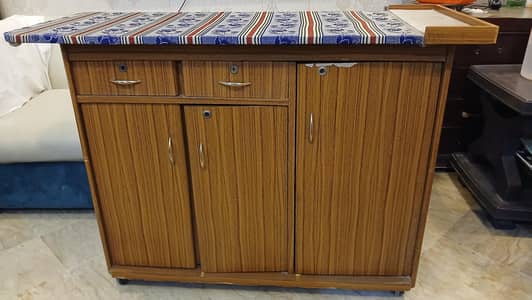 Laundry Ironing Table with Drawers & Storage Cupboard