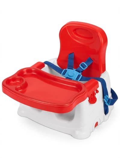 Baby Booster Chair With Food Tray & Safety Belt - Red & White