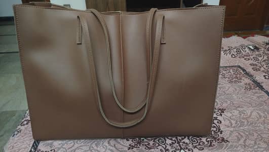 Original sapphire brown faux leather tote bag