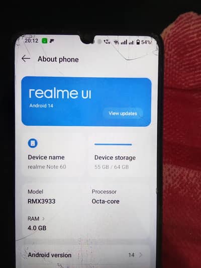 Realme Note 60 4/64 gb mob and charger Raja bazar Rawalpindi