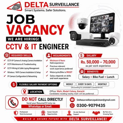 JOB VACANCY – CCTV & IT ENGINEER | MALIR, KARACHI