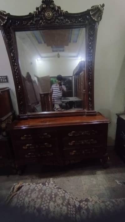 king size bed with two side table and  mirror dressing table i