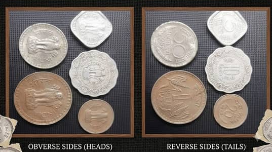 Vintage Indian Currency Set [5 Coins] Authentic 1967-1977 Collectibles