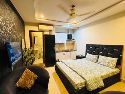Per day. . . . . , Daily and weekly basis, Studio fully furnished luxury apartments available for rent in Gulberg Greens Islamabad.