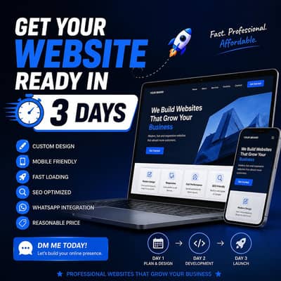  Professional Website Ready in 3 Days | Affordable Web Design