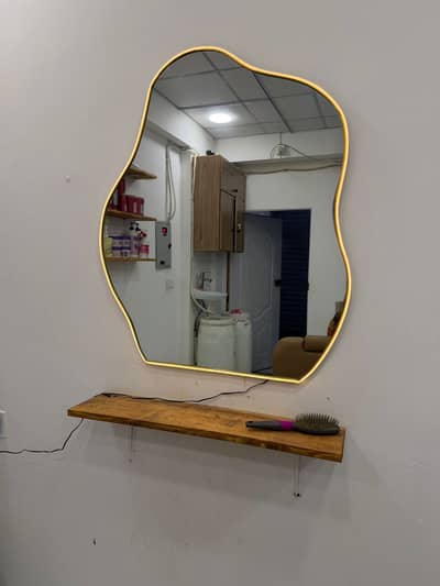 Modern LED Wall Mirror | Wavy Dressing Mirror | Salon & Makeup Mirror