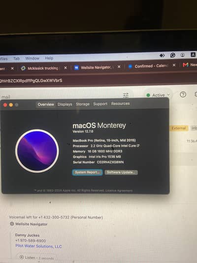 MacBook Pro Retina 15 Inch Mid 2015 one handed used
