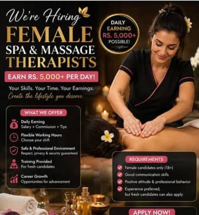 Female staff required Spa/Salon
