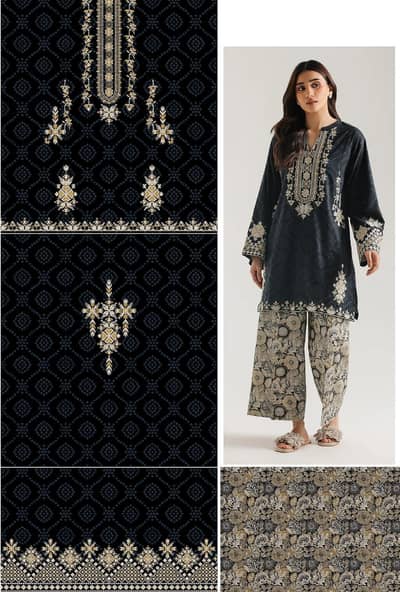 Digital printed limelight linen shirt and trouser black