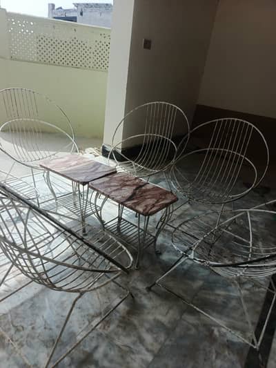 Heavy Wrought Iron Garden Set - HMS Solid Steel Rods (6 Chairs+ 2 Tab
