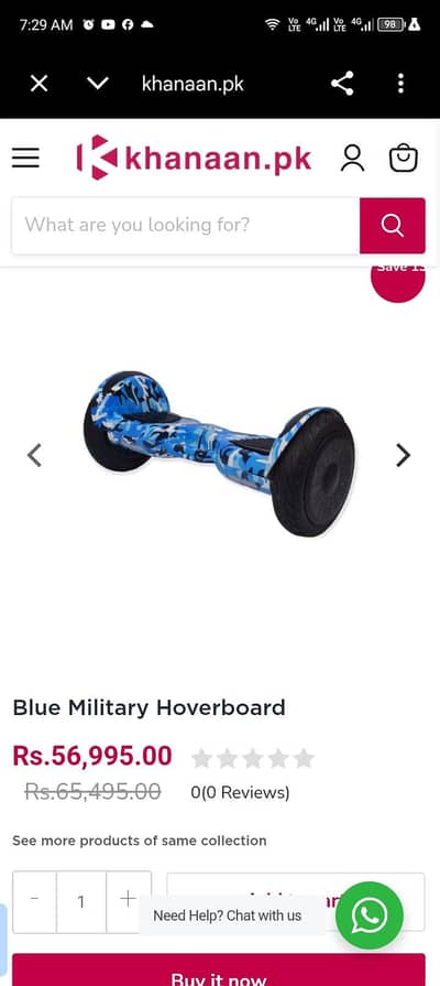 Blue Military Hoverboard 8" inche tyer with bluetooth speaker and LED