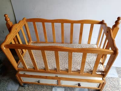  Pure Wooden Baby Cot / Jhoola with Storage – Excellent