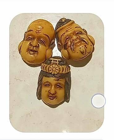 Japanese antiques masks netsuke for sale age of 80 90 years old