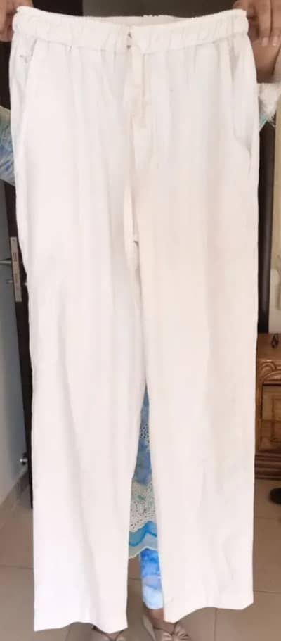 Linen straight fit trousers