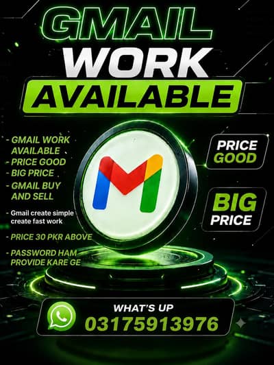 Gmail Work available contact karo fast 03175913976