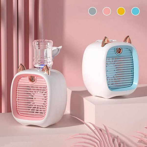 Mini Air Conditioner Portable Air Cooler Fan Humidifier Purifier 3 Speed 2 Mode USB for Car Home Camping Travel 2400mAh Note random color will be deliver